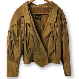 VINTAGE LEARSI GENUINE SUEDE LEATHER JACKET WITH FRINGE